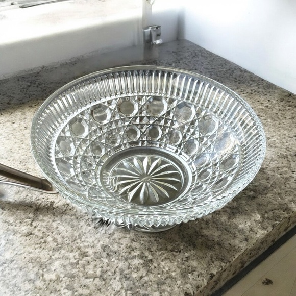 Vintage Indiana Glass Clear Covered Candy Dish Windsor Button Cane - Picture 3 of 4